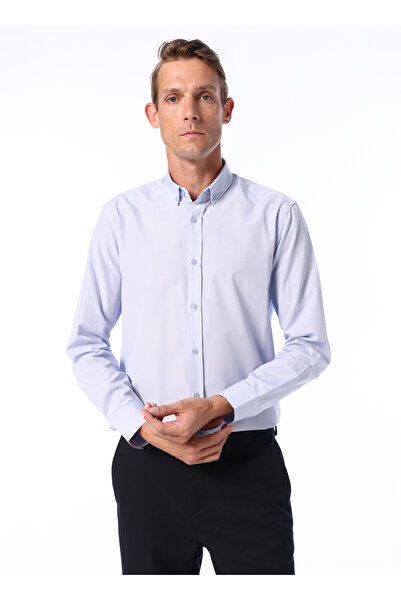 Fabrika Mavi Erkek Düğmeli Basic Pötikare Gömlek MAYDOS 306