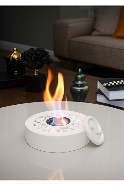 Lin Dekor Solvia Beton Masaüstü Şömine,Ateş Çukuru 400 ML YAKIT HEDİYELİ