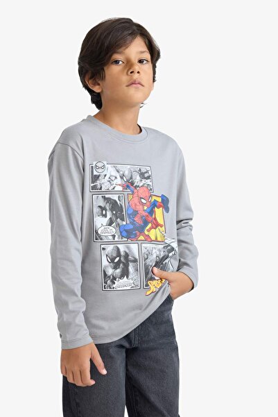 DeFacto Μακρυμάνικο μπλουζάκι με λαιμόκοψη Spiderman για αγόρια Marvel Games F4813A825AU