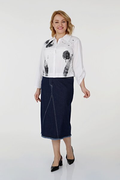 mardi exclusive Women's Plus Size Printed Cotton Shirt