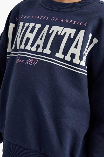 DeFacto Kız Çocuk 2'li Takım Baskılı Sweatshirt Eşofman Altı E6416A825AU