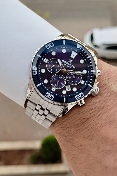 Daniel Klein Kadranı Lacivert Kordonu Silver Renk 24 Ay Garantili 44 Mm Fonks...