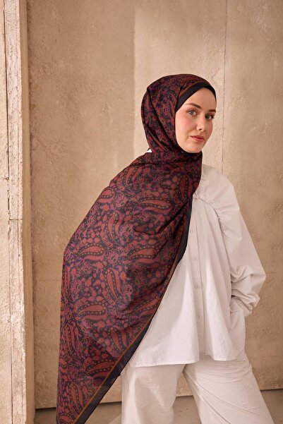 Mahal Silkhome Kenarları Şeritli Şal Desenli Nariya Şal