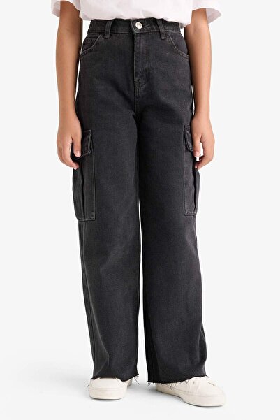 DeFacto Kız Çocuk Wide Leg Kargo Geniş Paça Jean Pantolon E7323A825AU