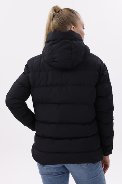 freemen Fekete női pehelykabát - kapucnis, polár, szőrme, vízálló és szélálló