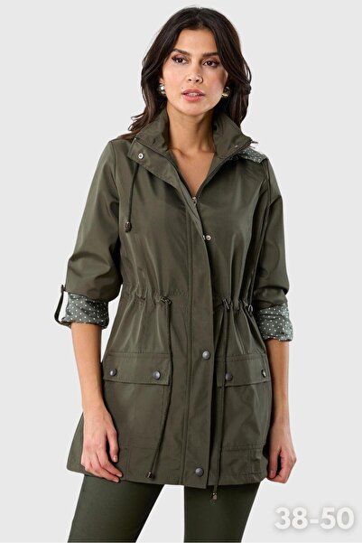 Spazio Christensen Kapüşonlu Çıtçıtlı Katlamalı Kol Kaban HAKİ