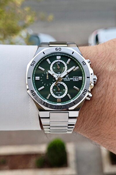 Daniel Klein Kadranı Yeşil Kordonu Metalik Renk 2 Yıl Garantili 42 Mm Gösterg...
