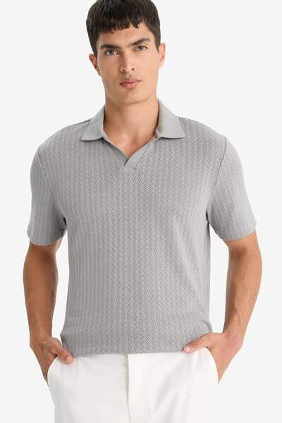 DeFacto Knitwear Look Polo Neck Short Sleeve T-Shirt F4316Ax25Au