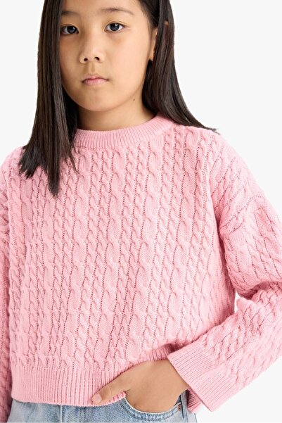 DeFacto Girl's Standard Fit Crew Neck Knitwear Sweater E7880A825Au