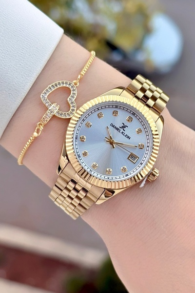 Daniel Klein Altın Renk 2 Yıl Garantili 34 Mm Kadın Kol Saati ve Bileklik