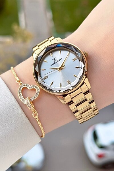 Daniel Klein Gold Renk 34 Mm Kadın Kol Saati ve Bileklik