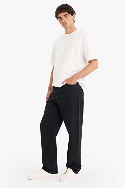 DeFacto Baggy Fit Geniş Paça Siyah Erkek Jean Pantolon F2985AX/NM40