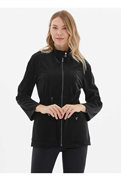 Selen Siyah Kadın Trençkot 24KSL9393