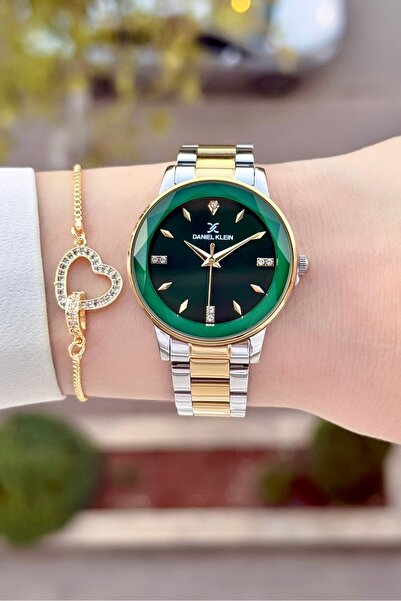 Daniel Klein Kadranı Yeşil Kordonu Sarı Silver Renk 24 Ay Garantili 34 Mm Kad...