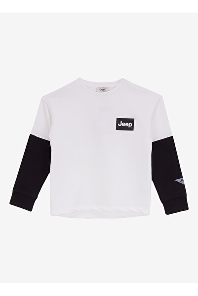 Jeep Siyah - Ekru Erkek Çocuk Blok Sweatshirt J4WB-SWT7761