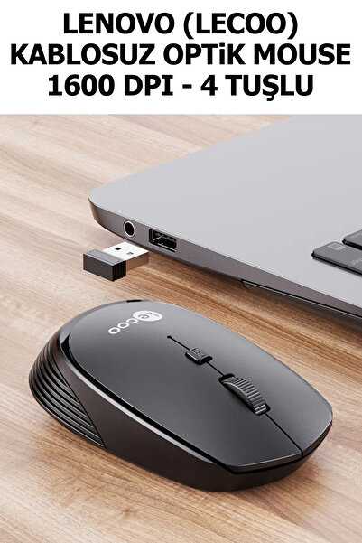 LENOVO Lecoo Kablosuz Mouse 1600 Dpi Optik 4 Tuşlu Wireless Mouse WS202