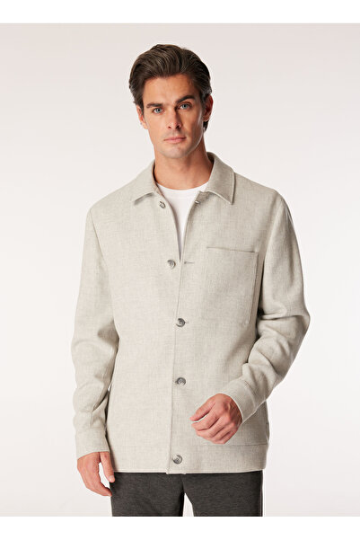 Fabrika Gri Melanj Erkek Yün Karışımlı Ceket F4WM-CKT 2488