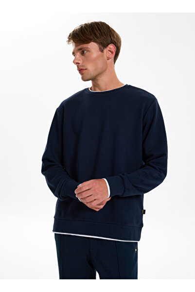 Jeep Lacivert Erkek Bisiklet Yaka Relaxed Sweatshirt J4WM-SWT7355