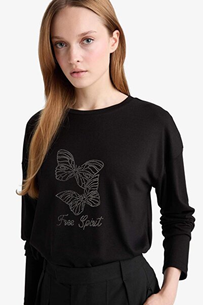 DeFacto Relax Fit Crew Neck Long Sleeve T-Shirt G0211Ax25Au