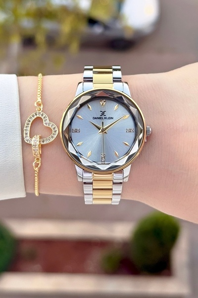 Daniel Klein Sarı Silver Renk 24 Ay Garantili 34 Mm Kadın Kol Saati ve Bileklik