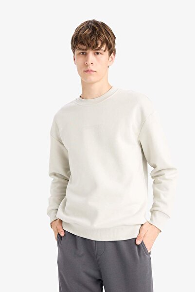 DeFacto Φούτερ με στάμπα με μαλακό γούνινο επένδυση στο εσωτερικό, με λαιμόκοψη σε σχήμα boxy fit X8282AZ25AU