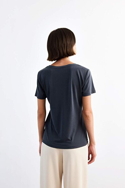 DeFacto V-Neck Modal Short Sleeve T-Shirt G0402Ax25Sm