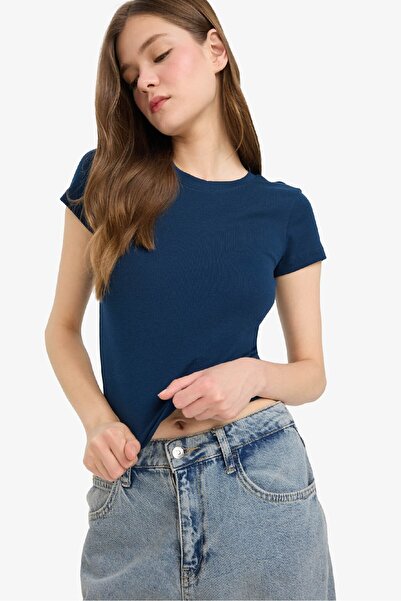 DeFacto Coool Fitted Велосипедна комір Ribana Короткий рукав Футболка E0288AX25AU