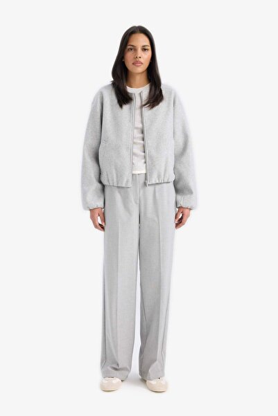 DeFacto Regular Fit Hakim Yaka Fermuarlı Kaşe Bomber Mont E8629AX25AU