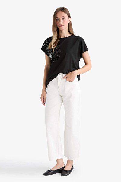 DeFacto Μπλουζάκι με κοντό μανίκι με στάμπα με πέτρα F9589AX25AU