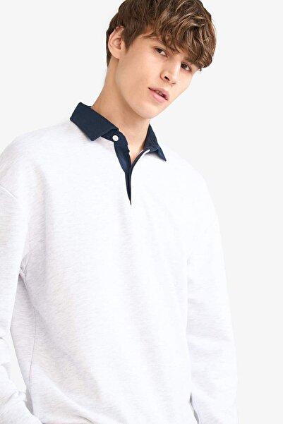 DeFacto Boxy Fit Polo Yaka Sweatshirt E6523AX25AU