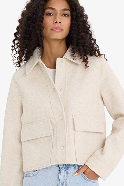 DeFacto Regular Fit Polo Collar Buttoned Cashmere Coat E8628Ax25Au