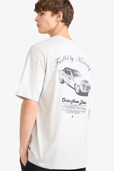 DeFacto Boxy Fit Crew Neck Back Printed Short Sleeve T-Shirt G0012Ax25Hs
