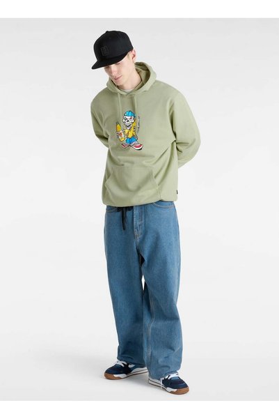Vans Hanorac pentru bărbați, verde ulei, cu glugă, croială normală, model VN000JE6D3Z1-Reggie Loose PO