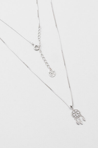 So CHIC... Düş Kapanı 18 Ayar Beyaz Altın Kaplama 45 Cm Gümüş Minimal Kolye