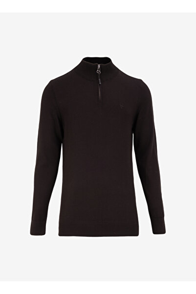 Fabrika Siyah Erkek Bato Yaka Basic Düz Kazak F4WM-KZK 2846