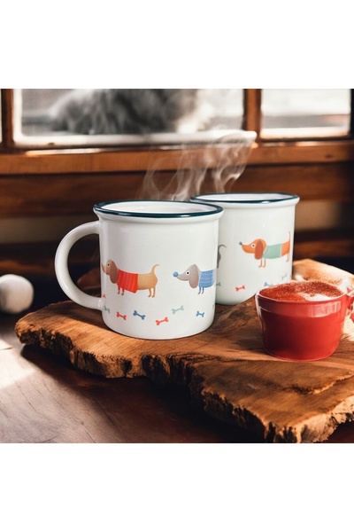 Butik Rue Design Köpek Desenli Tasarım Seramik Kupa