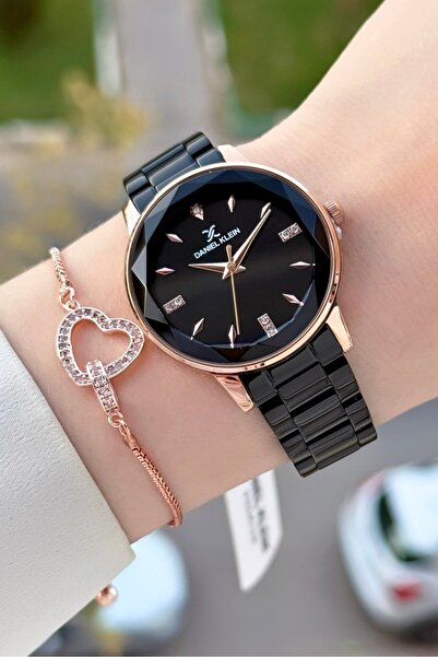 Daniel Klein Kasası Rose Kordonu Siyah Renk 34 Mm Kadın Kol Saati