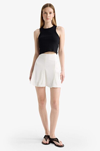 DeFacto Cool A-Line Regular Waist Combed Cotton Lining Crepe Mini Skirt G1975Ax25Au