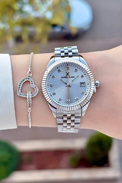 Daniel Klein Silver Renk 24 Ay Garantili 34 Mm Kadın Kol Saati ve Bileklik