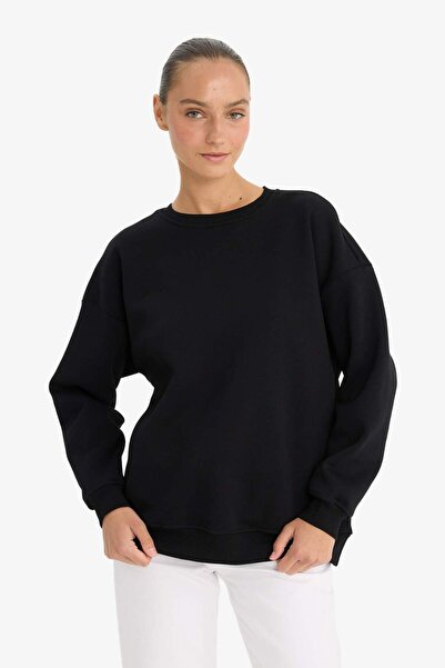 DeFacto Oversize Wide Fit Crew Neck Basic Plain Thick Sweatshirt F9628Ax25Au