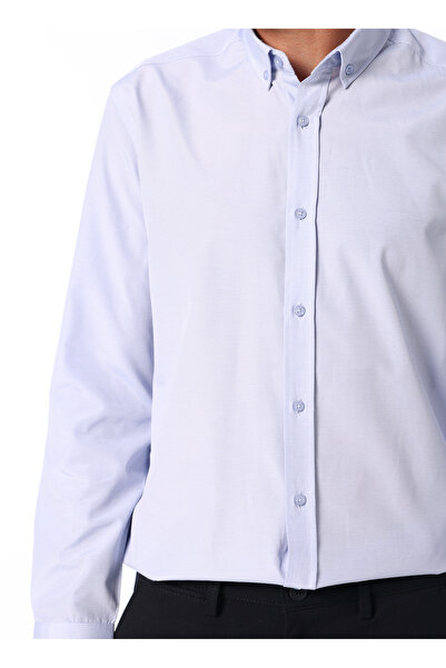 Fabrika Mavi Erkek Düğmeli Basic Pötikare Gömlek MAYDOS 306