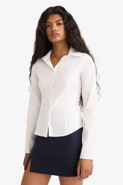 DeFacto Fitted Poplin Uzun Kollu Gömlek F9434AX25AU