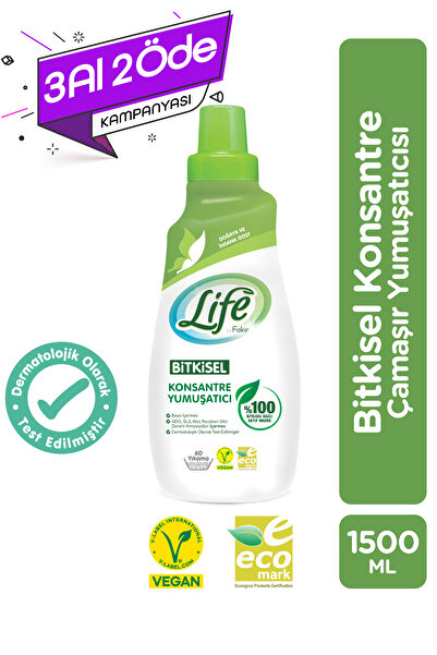 Life by Fakir Bitkisel Bazlı Vegan Konsantre Çamaşır Yumuşatıcısı 1500 ml - %...