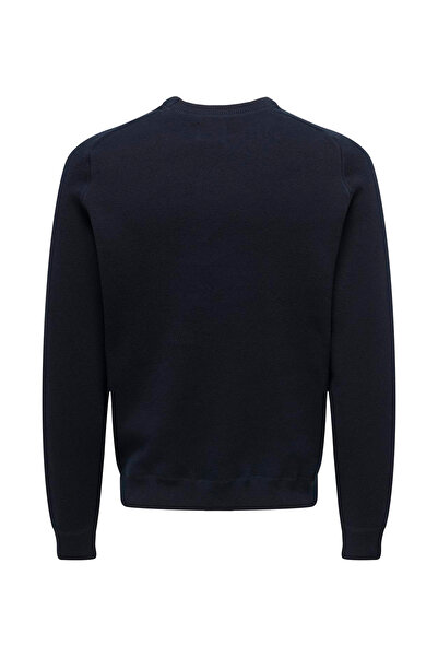 Only & Sons Pulover pentru bărbați cu guler simplu, simplu, albastru închis, ONSPIN REG 12 CREW KNIT
