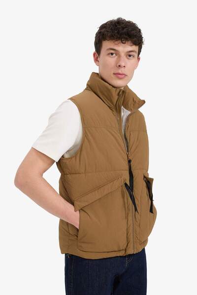DeFacto Regular Fit Dik Yaka Fermuarlı Cepli Şişme Yelek E8291AX25AU