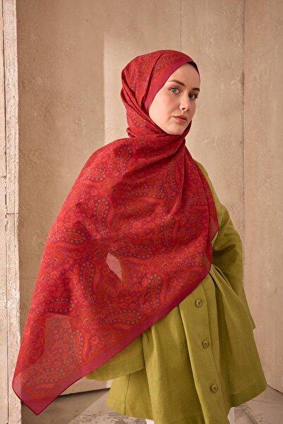 Mahal شال سيلك هوم مخطط بحواف منقوشة ناريا