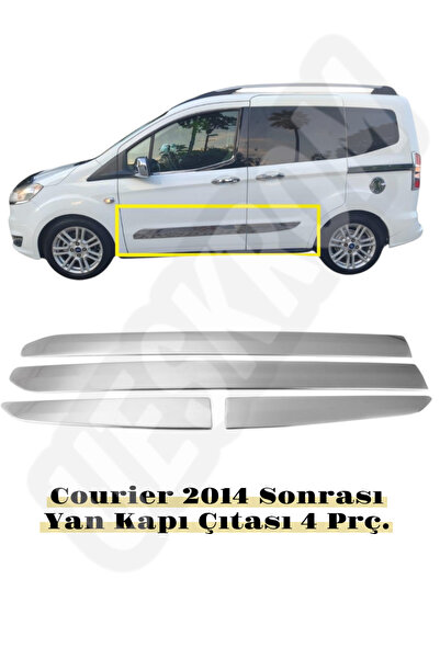 ueskrom Ford Courier Krom 2018> Yan Kapı Çıtası 4 Parça Paslanmaz Çelik