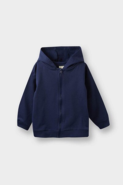 DeFacto Erkek Bebek Kapüşonlu Basic Düz İçi Yumuşak Tüylü Fermuarlı Sweatshirt A7387A525AU