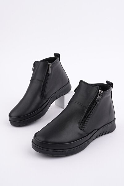 MUGGO FENİKS Hakiki Deri Çift Fermuarlı Kadın Bot