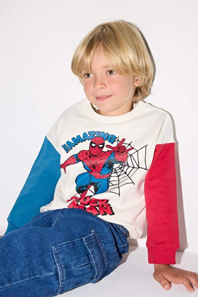 DeFacto Baby Boy Marvel Comics Crew Neck Soft Furry Inside Sweatshirt F5006A525Au